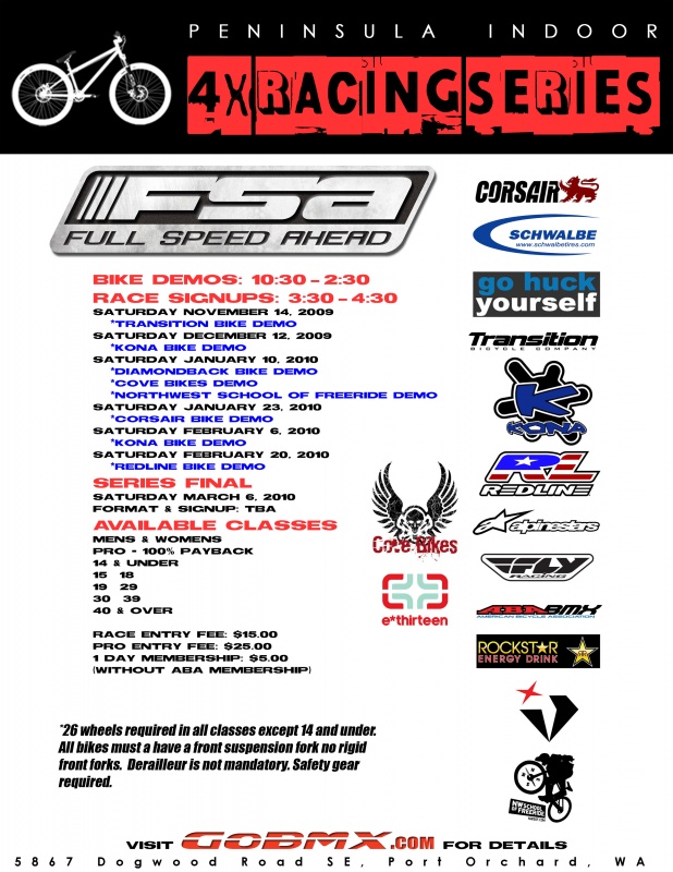 Updated Indoor 4X series Poster with updated Bike Demo's listed. www.gobmx.com