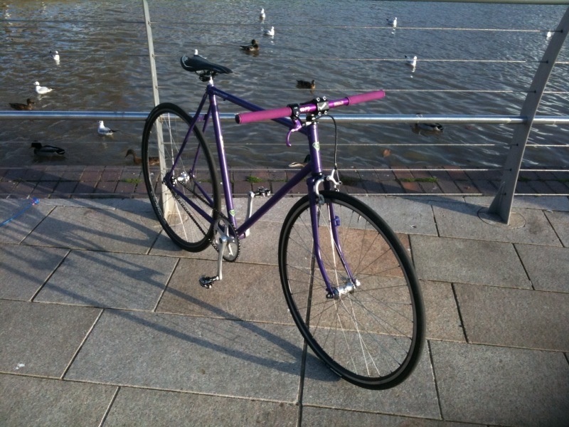 took the fixie out for a nice long ride today, quick breather by the river before returning home