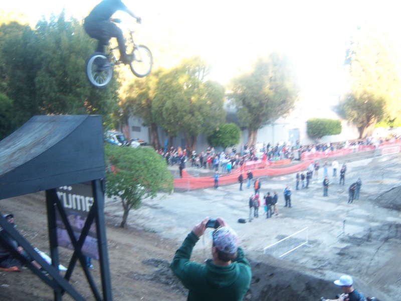 The crazy random bmx guy going for the jumps