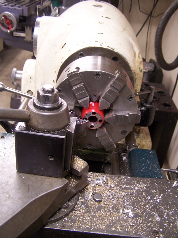 Facing back of hole waw in Monarch 10EE lathe.