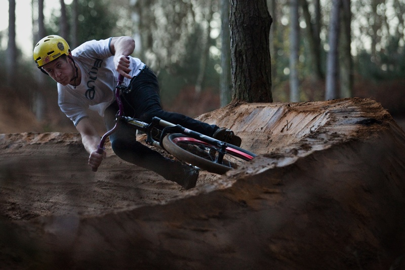 sam is testing brand new berm on a pump track built by our local heroes
