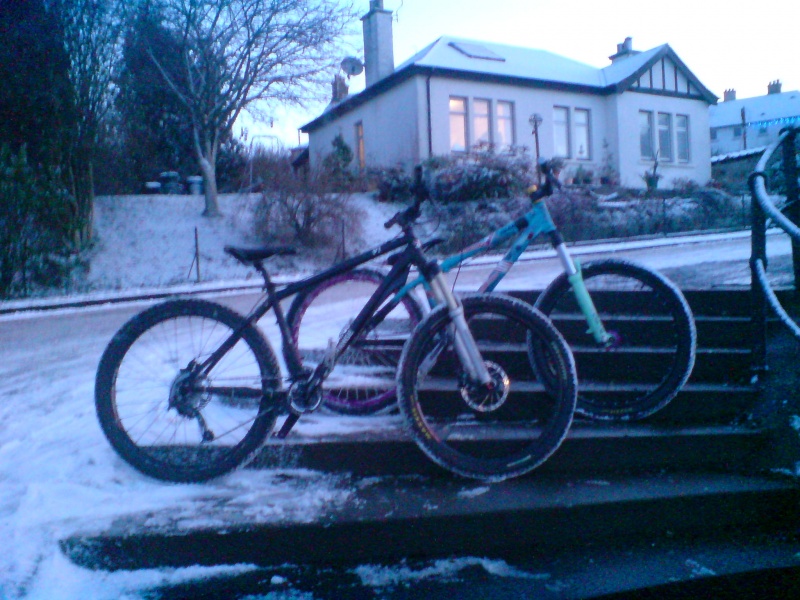 mine and lewis's bikes after snow riding =D