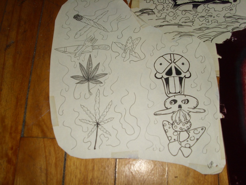 a few of my drawings and my flash drawings of some of my tattos