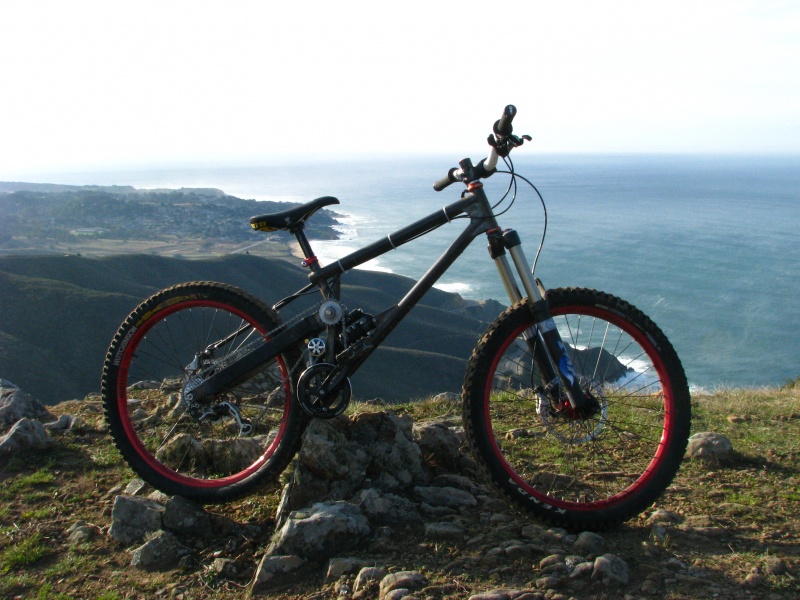 Awesome view at the top of Mile Trail in Pacifica with my home made DH bike