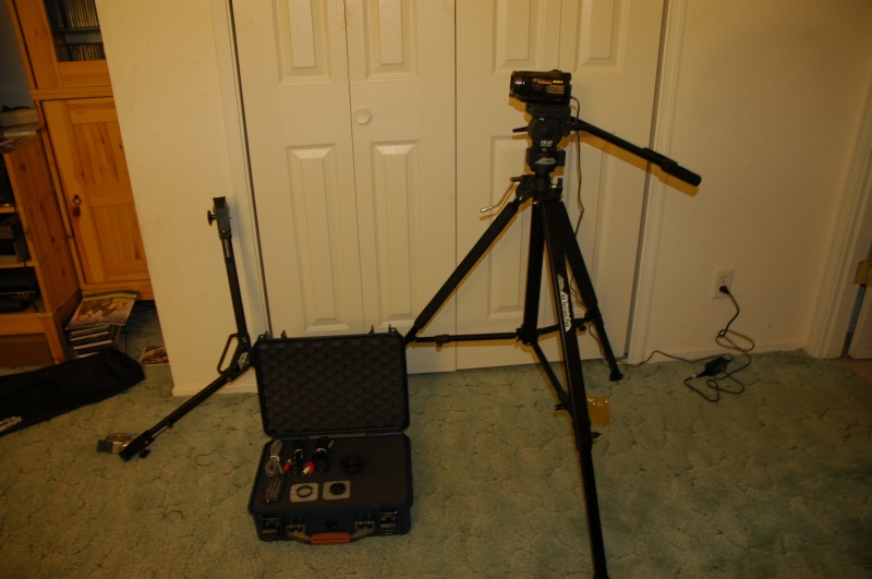 New video stuff: Sony HDR-500V, Davis &amp; Sanford ATPG18 Tripod w/Fluid head and 3" rubber wheel dolly, PortaBrace Hard Case, 37mm lens hood, and Tiffen Polarizing and UV filters. :)