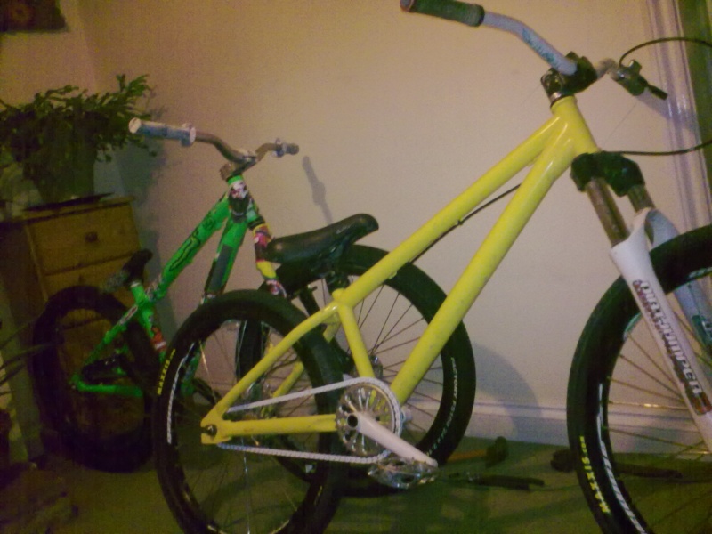 my bike (green) and adams (yellow)