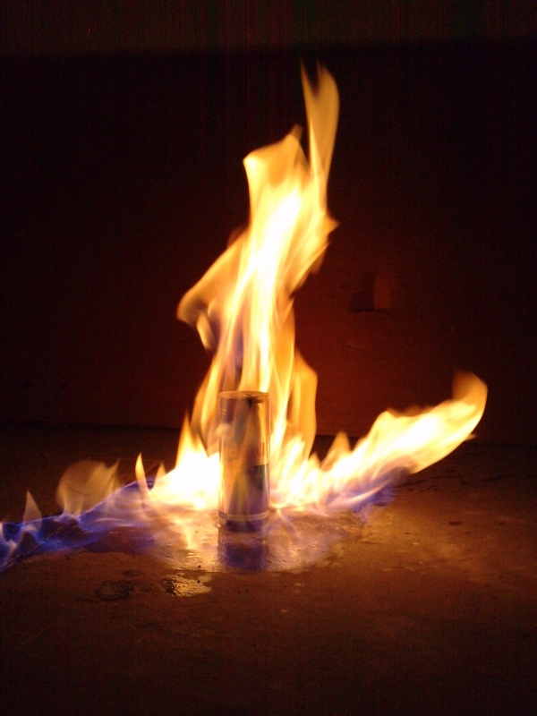 red bull on fire