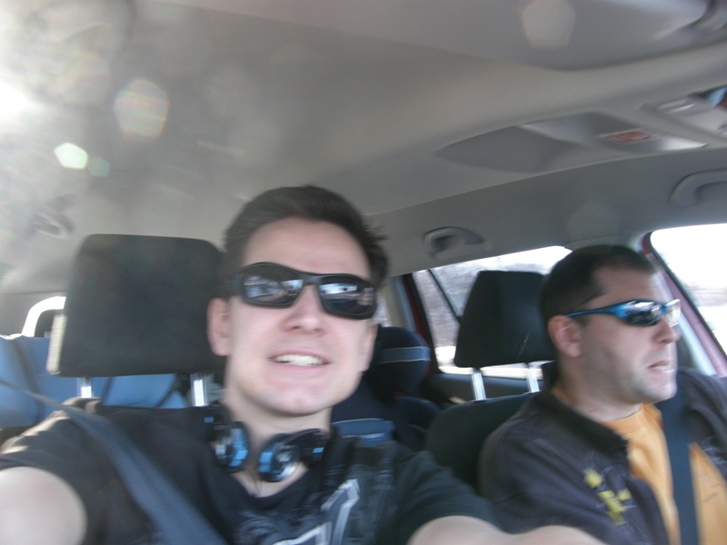 Me and my friend in car, going on the race.