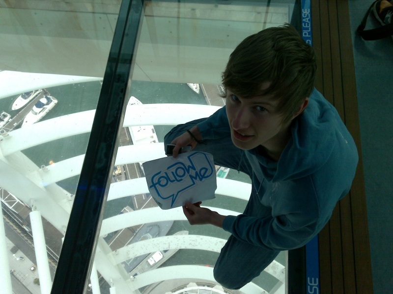 the glass floor of the spinnaker tower, everyone was watchin lol ;) votes please?