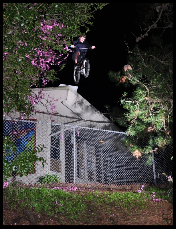 roof drop at night! tyler is back on his bike!