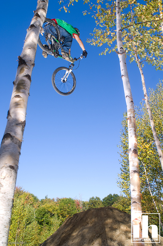 Timo Pritzel gets way high and dumped at Highland Mountain Bike Park.