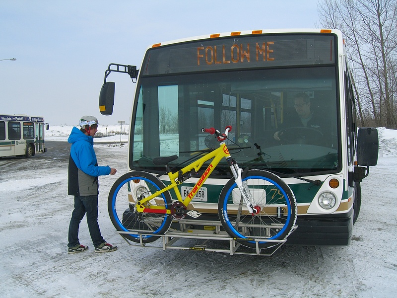 I send a letter to our mayor a few years ago along with some research asking him to put bike racks on the transit buses, a couple months later they were on. I was in the paper for it and everything.  So "Follow Me" in this picture means more that following your bro's down the trail.  It also means Follow Me in a positive way to make your city a better biking community.