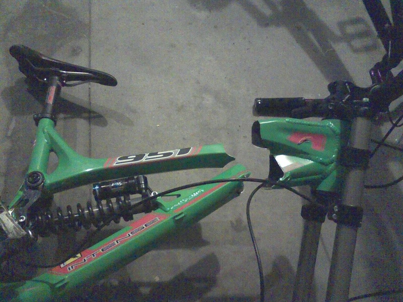 So my buddy just texted me this pic of his bike from tonights ride. He was hurt but not too bad...