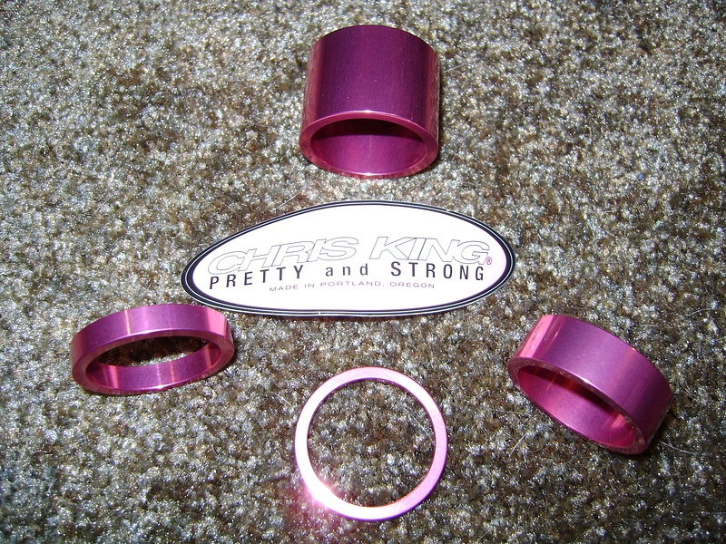 Headset spacers, Hot pink!