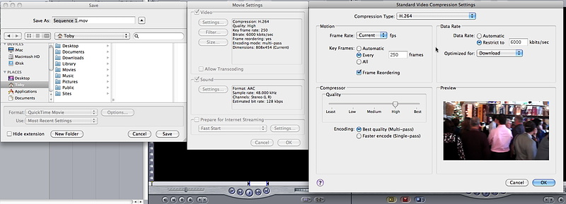 My export settings for 720p HD