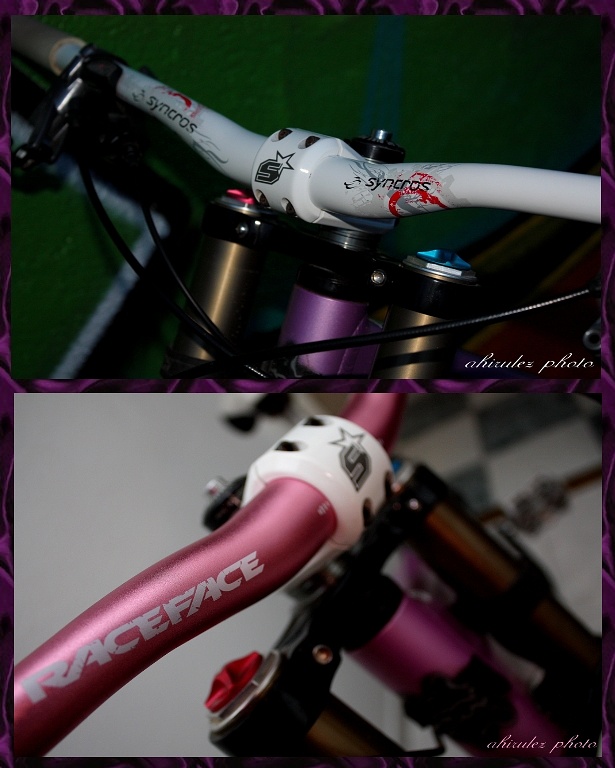 my new bars.. 

syncros fr31 (790mm)
RaceFace Atlas Fr Pink Limited edition (785mm)