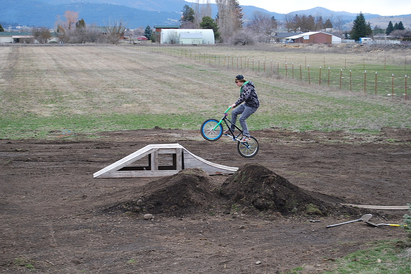 building some dirt jumps in the back yard they will  bigger when were done.