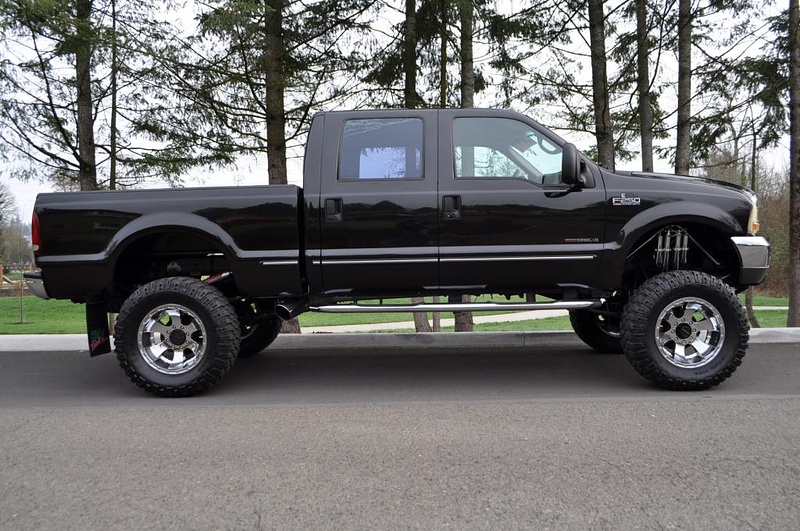 99 f250 psd 7.3l, 8in lift dual res. shocks, 20s, 38in MTZs, 5in straightpipe, coldair intake, edge programmer
