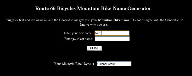 Mountain bike name generator