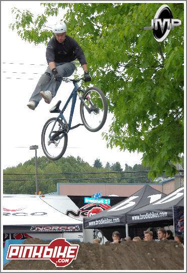 Jordie hits the dirt jump during the street comp.