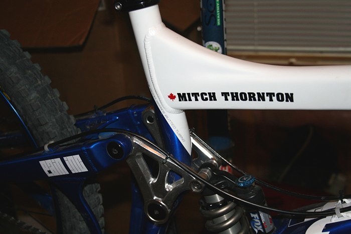 Custom cut "pilot name" stickers for the top tube of your bike.

Your name $5/each.