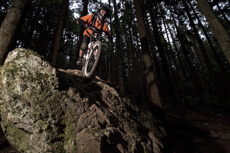 Tippie, riding a section of trail that most never try because there's an easy way around, on likely the most famous trail on the Shore: CBC