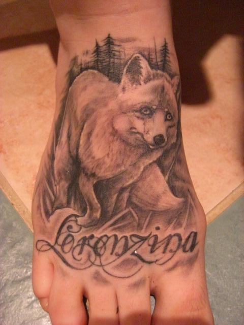 My right foot :D (Moms name and a fox)