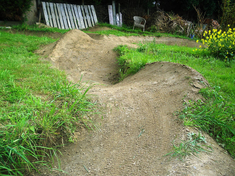 Back yard Pump Track = 9M by 8M

from outer line 2 inner lines