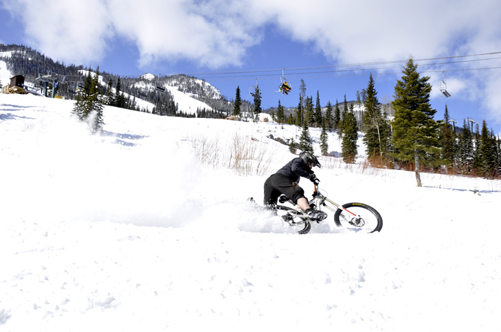 The Melt Freeze Cup is a downhill mountain bike race on snow, from Catamount mid-station to the plaza.