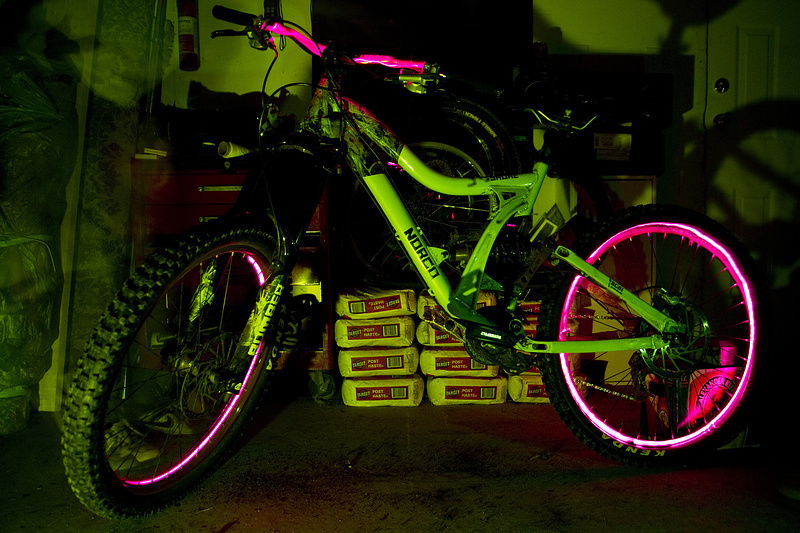 Bike lit up with lights