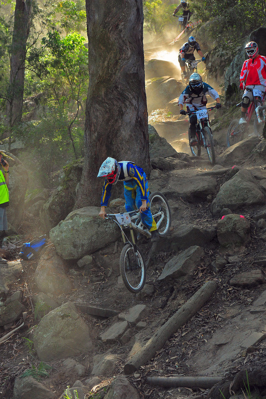 Not my photo....
Photo by Neil Thompson 
Such a good shot I had to post it.
Practice at round 2 NSW State DH Series