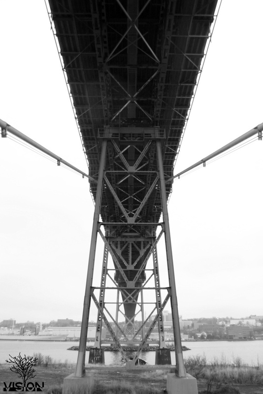Angus L. Macdonald Bridge, looking from Dartmouth to Halifax.