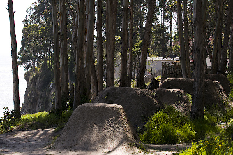 Just another not-so-popular dirt jump zone overlooking the ocean on top of a cliff.