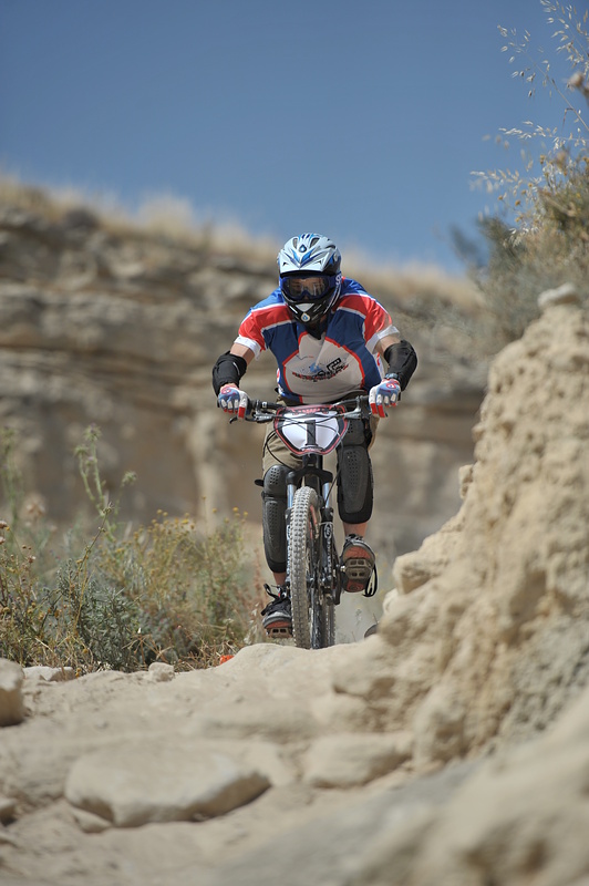 Tristan racing with an aggressive hardtail!