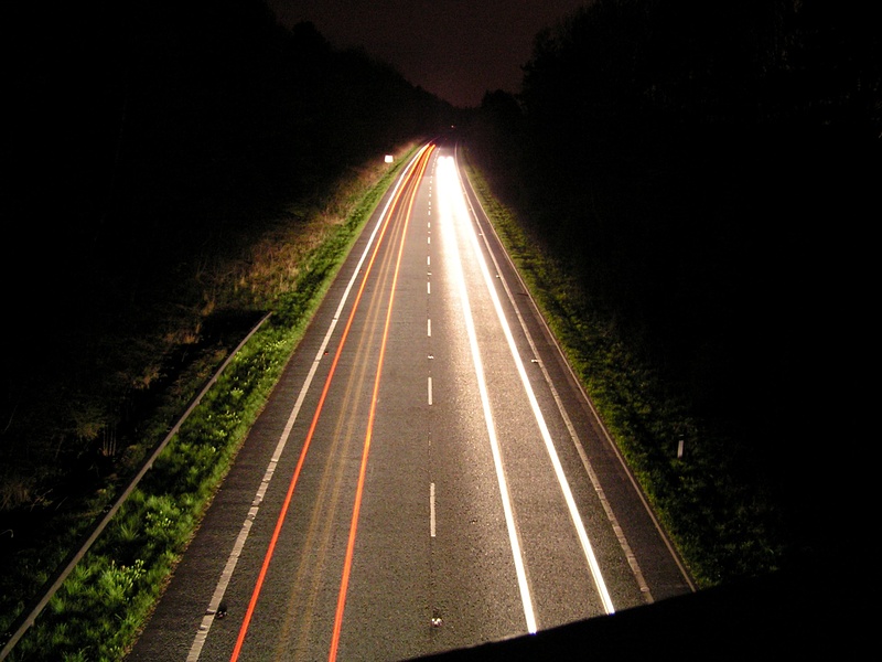 experimenting with long shutter speeds and car headlight, contrast added to reduce noise