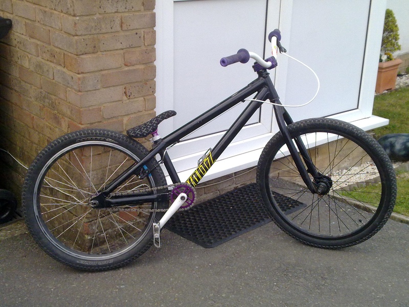 My Bicycle :) Forks soon to be Powder coated white, along with a new white/purple pivotal seat :)