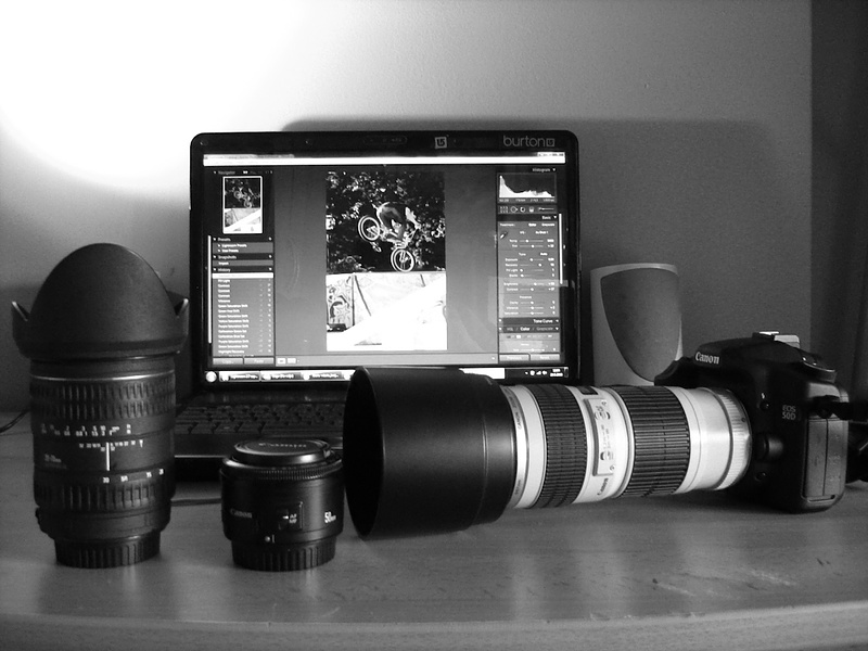 My Gear. Canon EOS 50D, Canon EF 70-200 f/4L USM, Sigma 28-70mm F2.8 EX DG, Canon EF 50mm f/1.8 II, HP 6830S labtop.
 Don't look at the quality (taken with a point and shoot)