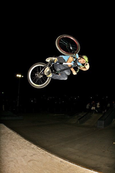 Invert on the metal quarter at the city park one night