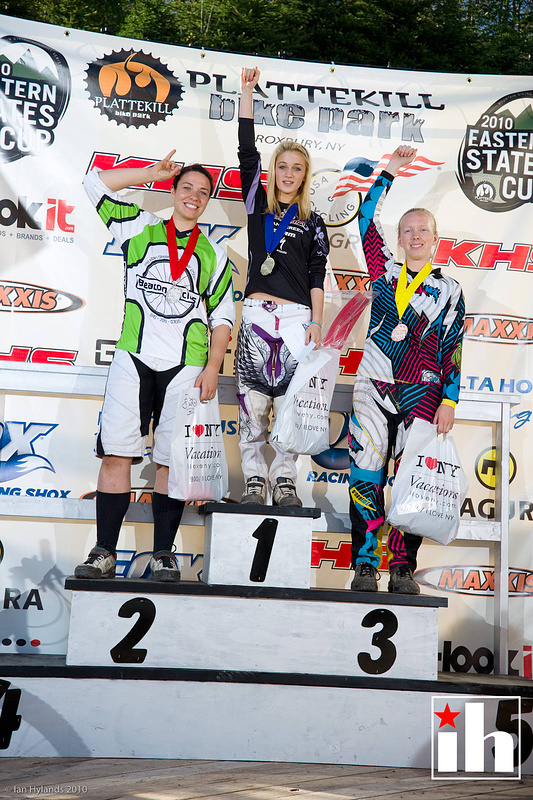 Lauren Daney - womens cat 1 podium at the Plattekill Pro GRT Downhill - sorry I don't have the other names