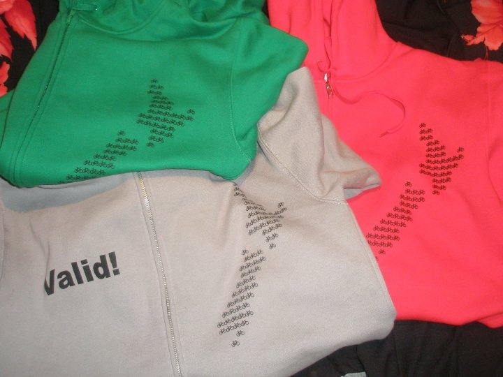FRONT, NOTHING ON BACK
AVAILABLE IN GREEN, GREY AND RED WITH BLACK PRINT