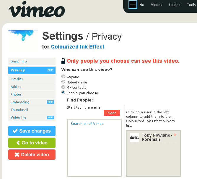 How to add people to view a private video.