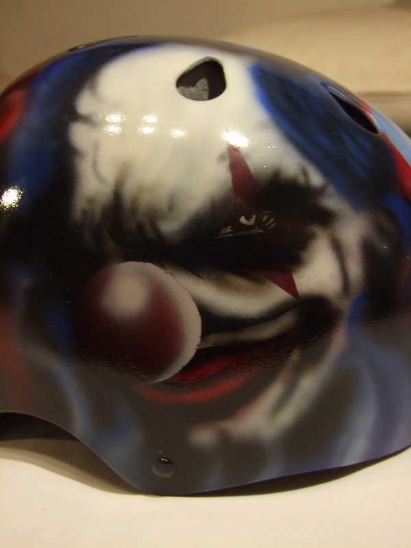 finished helmet, clear coat not polished
airbrush and brush