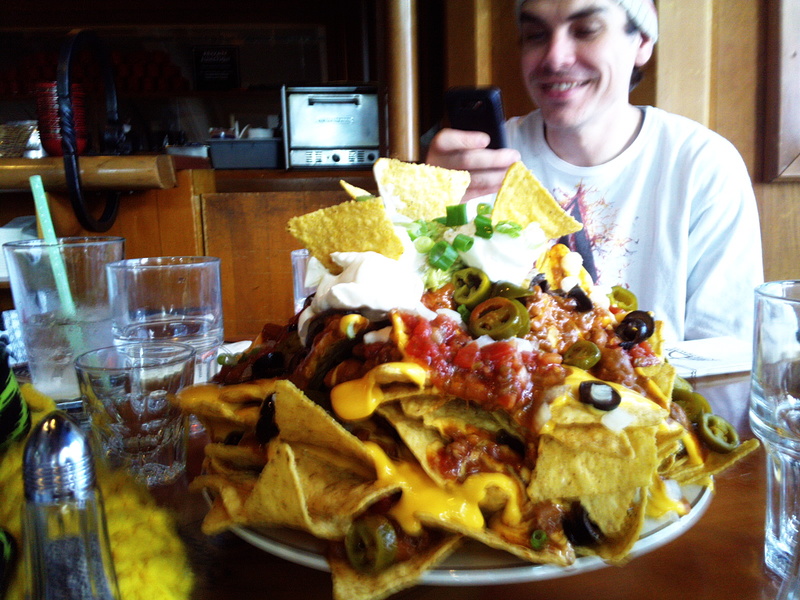 This 10+ lb Nacho hit our table and we all fell backwards in awe. HUGE- we did not finish it.