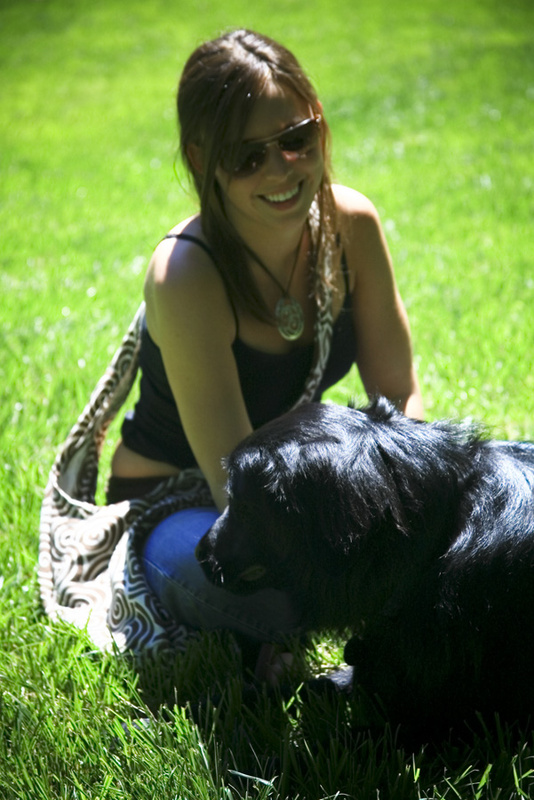 Lee with dog enjoy a sunny day