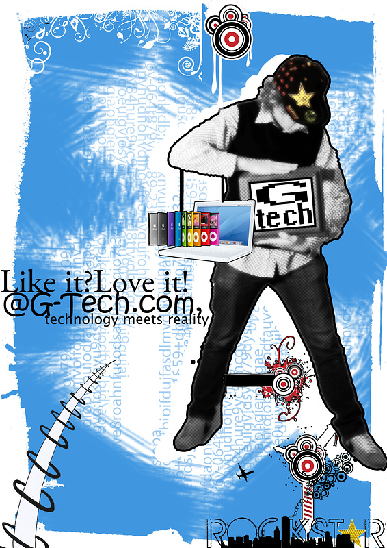 A School Art Design project for and advertising poster for technology company call G-Tech