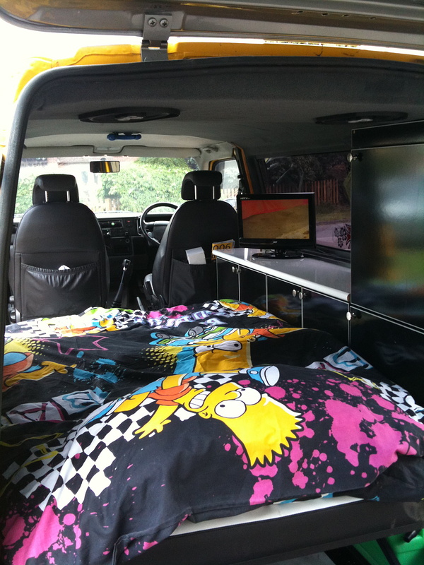 just the back of the van with the new Rock and roll bed all fitted. Here comes the summer! haha