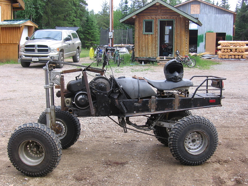it was a skidoo that was made into i quad with somme dirt bike shox