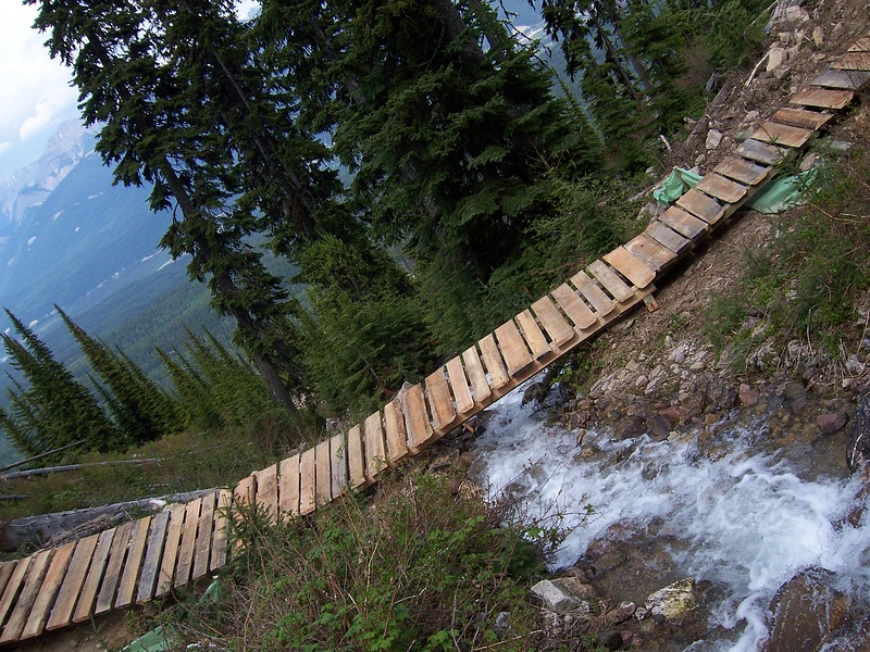 Creek bridge on new reroute of entrance at Kicking Horse.