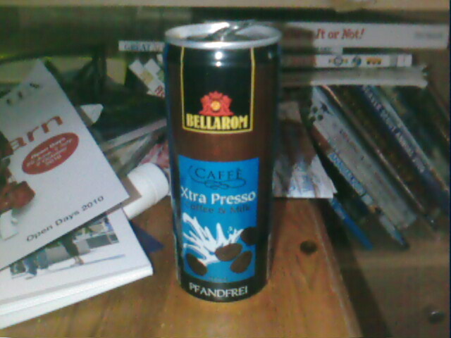 coffee in a can, has more caffeine than 500ml of monster or redbull, and it actually tastes nice. :P
