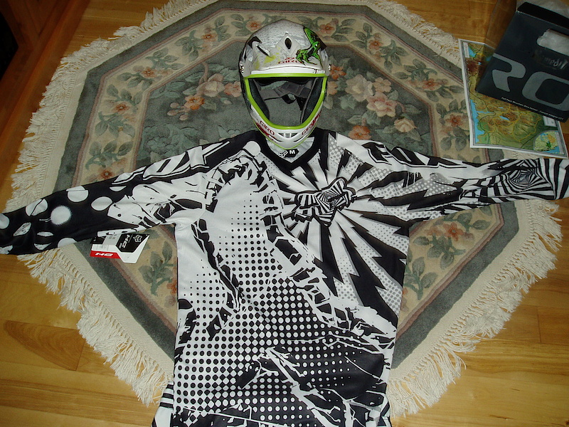 My new Jersey and my new helmet and my shorts!!